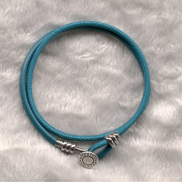 Genuine Pandora Turquoise Leather Double Wrap Bracelet - Picture 8 of 11